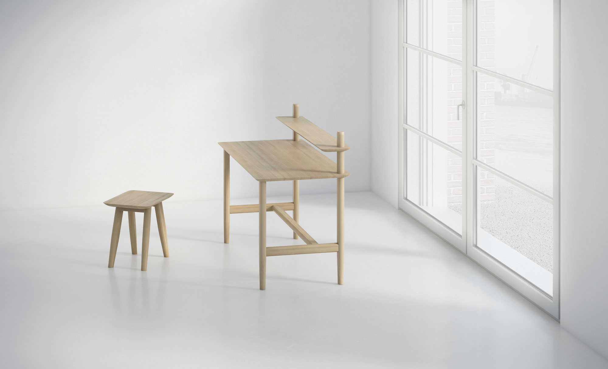 Moderner Sekretär aus Massivholz Tisch AETAS SECRETARY vitamin-design Maßgefertigt aus Massivholz von vitamin design